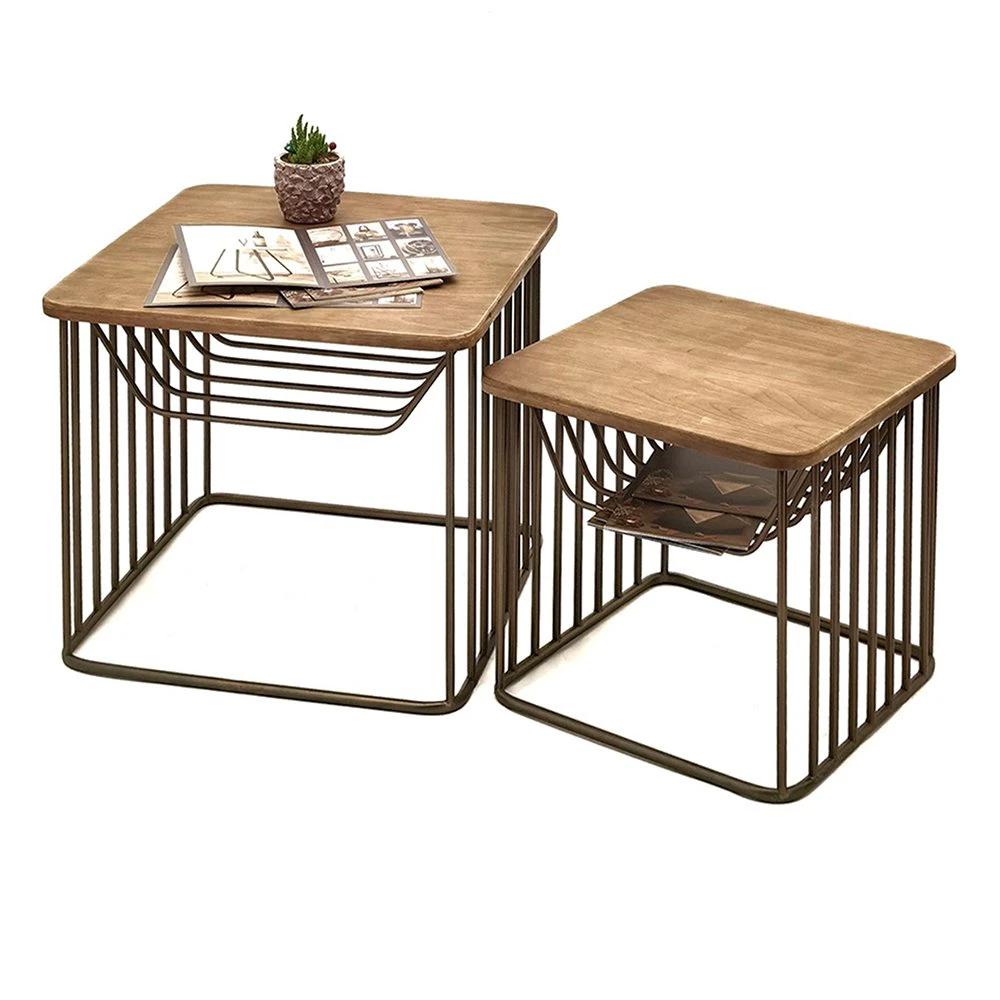 Beistelltisch (2er-Set) 53x53x44 / 42x42x38 cm von Clayre & Eef.