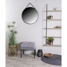Trapani Mirror - Black, Steel, Artificial Leather, Ø38cm by EMIRELLE