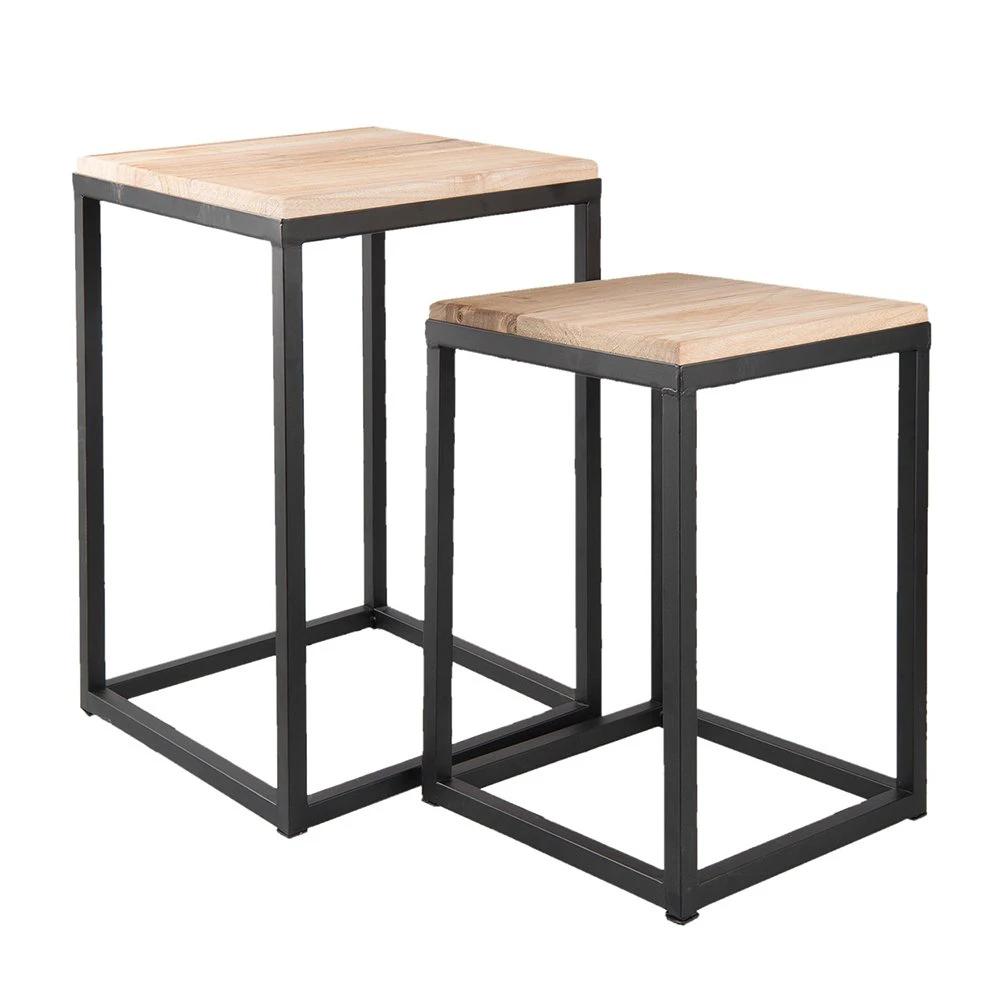 Side table (2) 36x36x52 cm / 31x31x42 cm by Clayre & Eef.