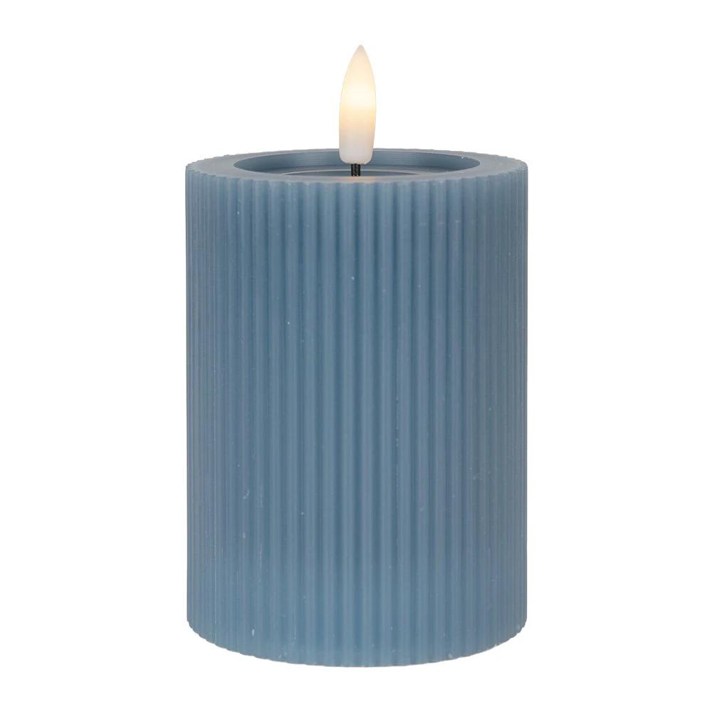 LED candle 8x13 cm blue wax by Clayre & Eef.