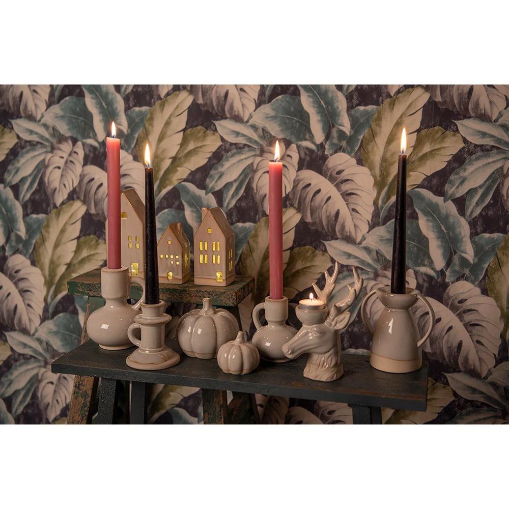 Tealight holder Reindier 21 cm Beige Brown Porcelain Waxinight holder by Clayre & Eef.