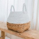 Woven Storage Basket White – Boho Decorative Basket – Square Laundry Basket – Shelf Basket Made of Banana Fibre MAJALENGKA white (3 sizes) by Soeji