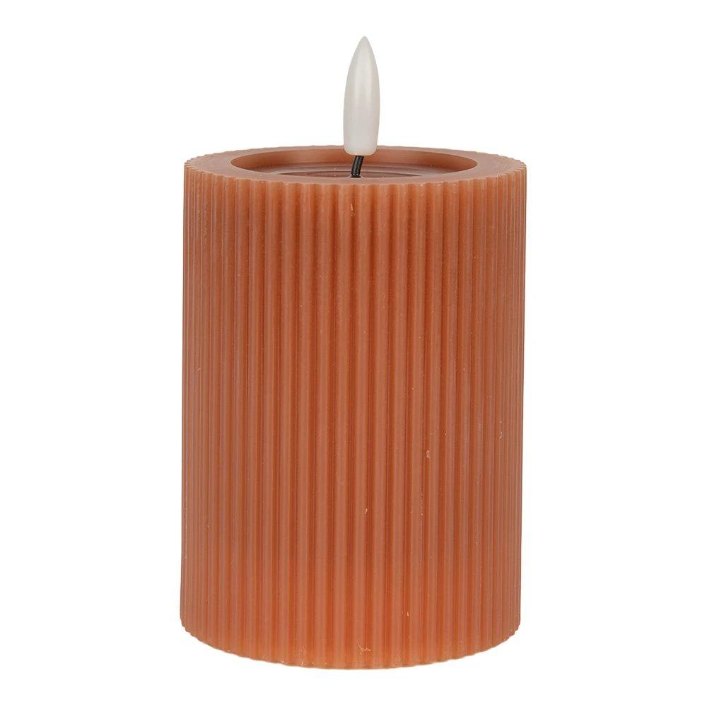 LED Kaars Ø 8x13 cm Bruin Wax by Clayre & Eef.