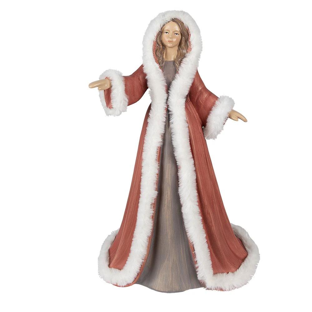 Statue Woman 40 cm Red Polyresin Christmas Figures by Clayre & Eef.