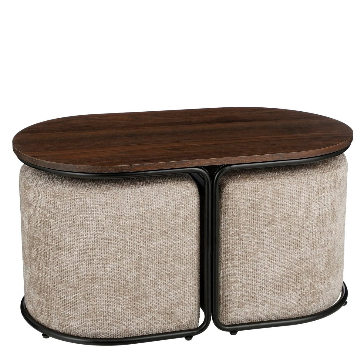 Coffee table with poufs Light gray by Mica Decorations