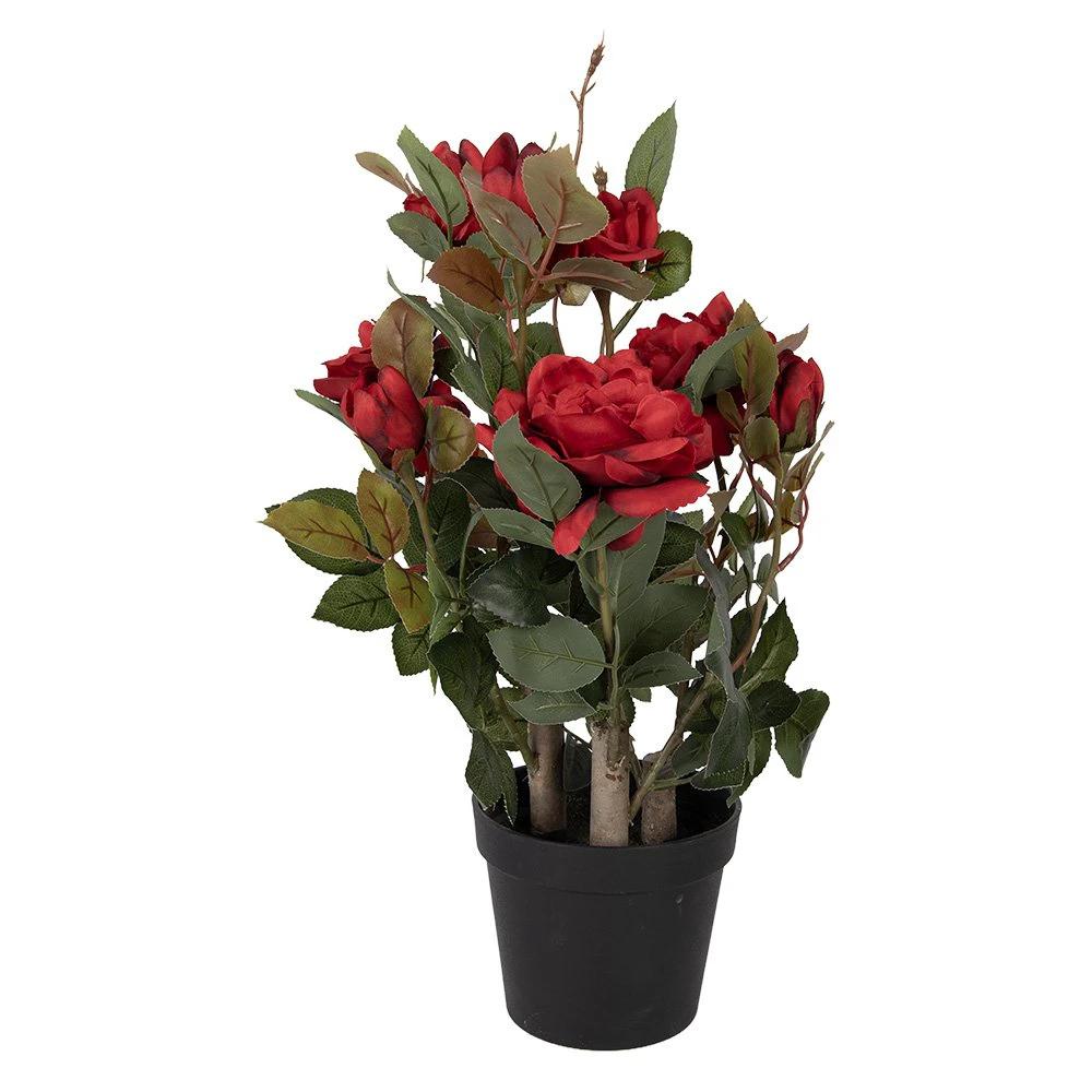 Artificial plant Rose 20x20x55 cm Red Plastic by Clayre & Eef.