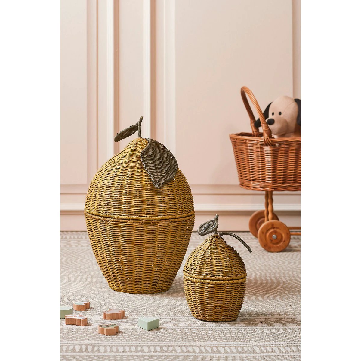 Storage basket set Yellow by Mica Decorations