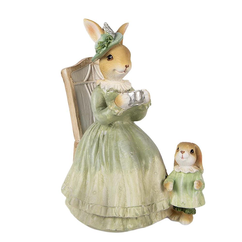 Decoration Statue Rabbit 14x10x18 cm Brown Plastic by Clayre & Eef.