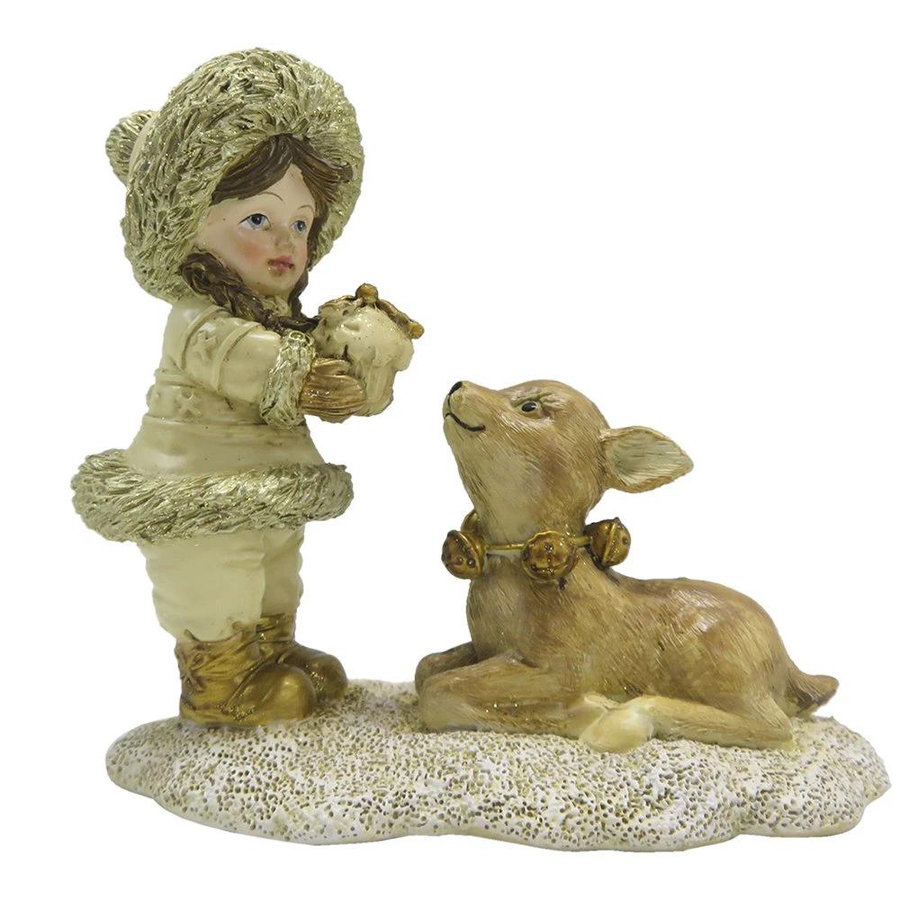 Decoration child with deer 12x6x12 cm by Clayre & Eef.